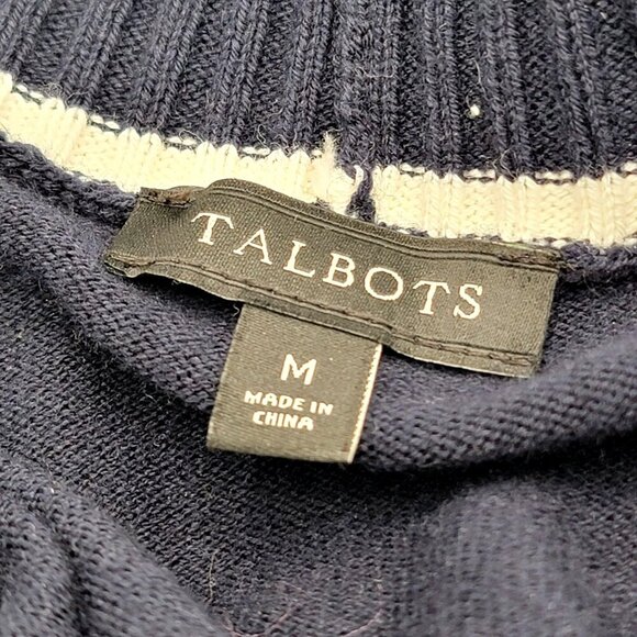 Talbots Apres Sail Blue Open Graphic Nautical  Sweater Size M - Picture 7 of 13